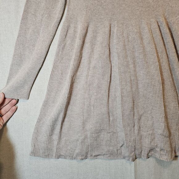 Anthropologie Knitted & Knotted Tan Beige Sweater Dress Silk Blend Medium - Picture 2 of 10